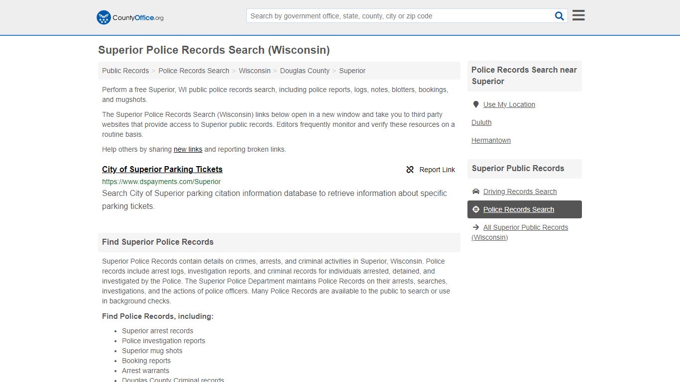 Police Records Search - Superior, WI (Accidents & Arrest Records)