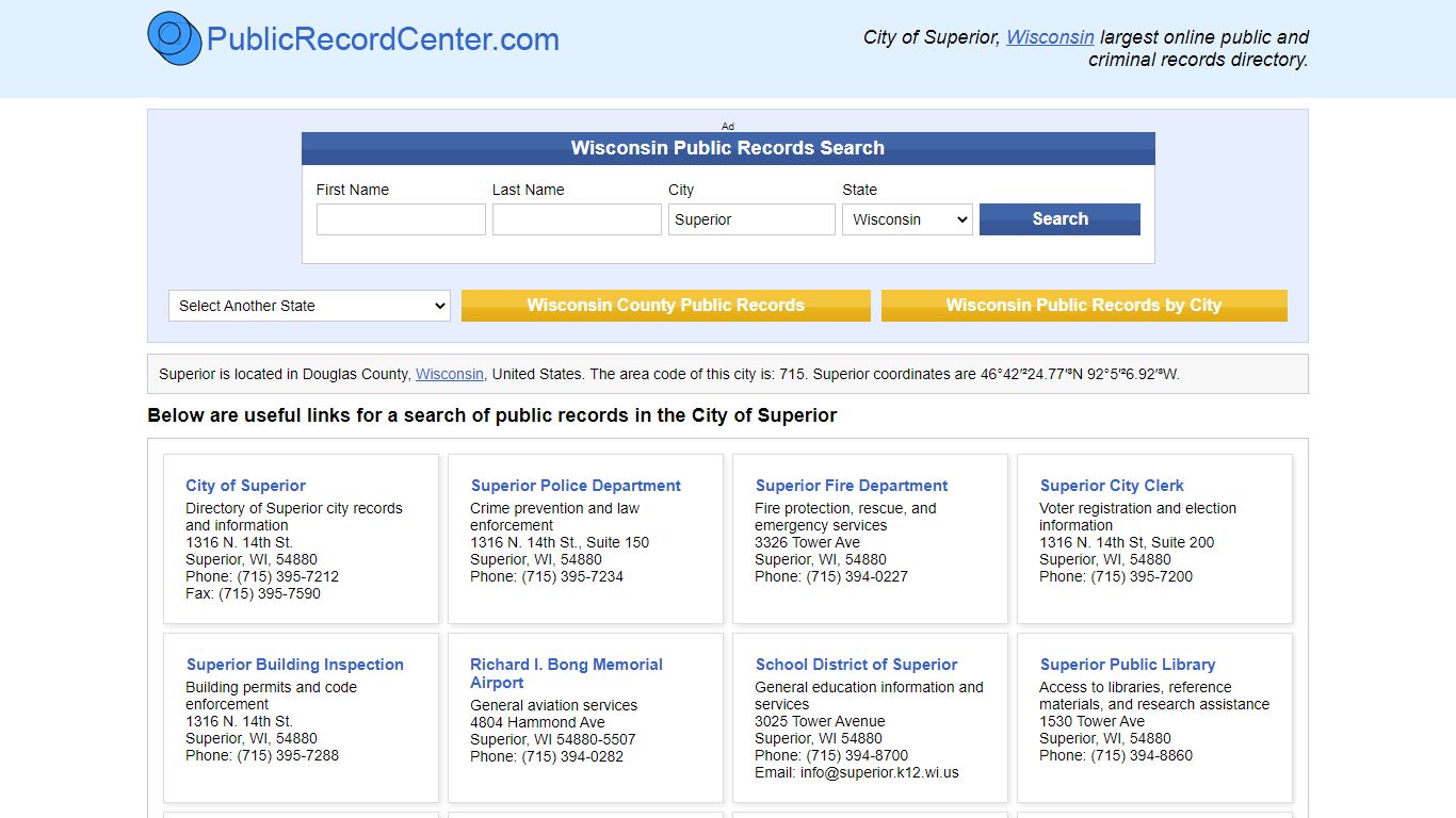 Superior Wisconsin Public Records and Criminal Background Check